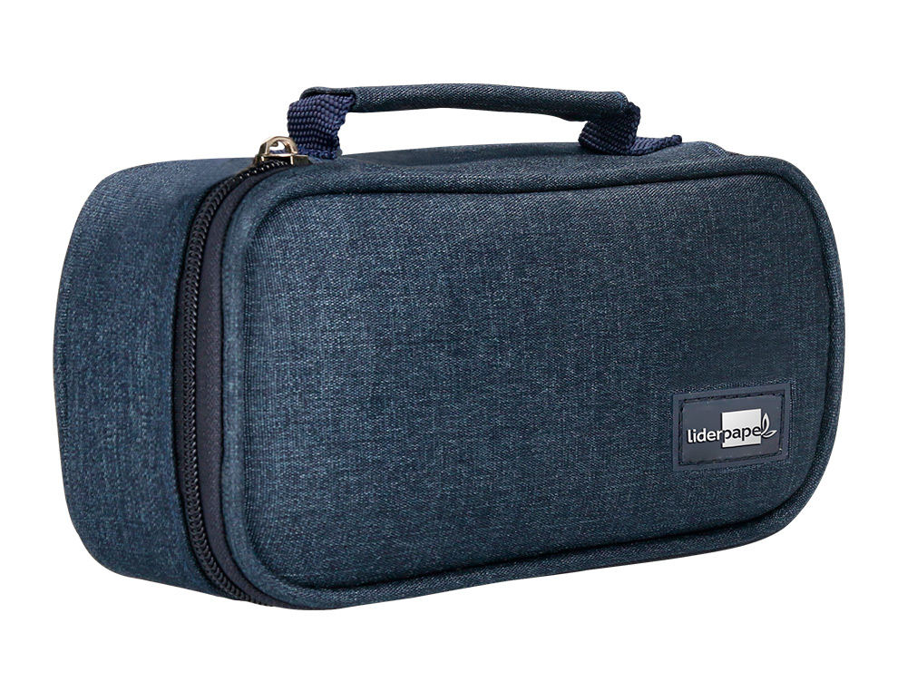 ESTOJO ESCOLAR LIDERPAPEL OVALADO COM ORGANIZADOR INTERIOR QUADRO E ASA 1 FECHO SORTIDOS 220X60X90 MM