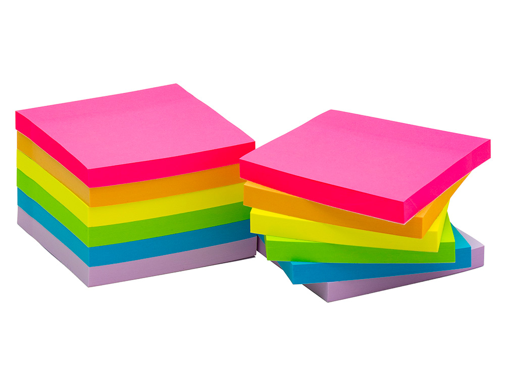BLOCO DE NOTAS ADESIVAS Q-CONNECT 76X76 MM FSC CORES NEON E PASTEL SORTIDAS