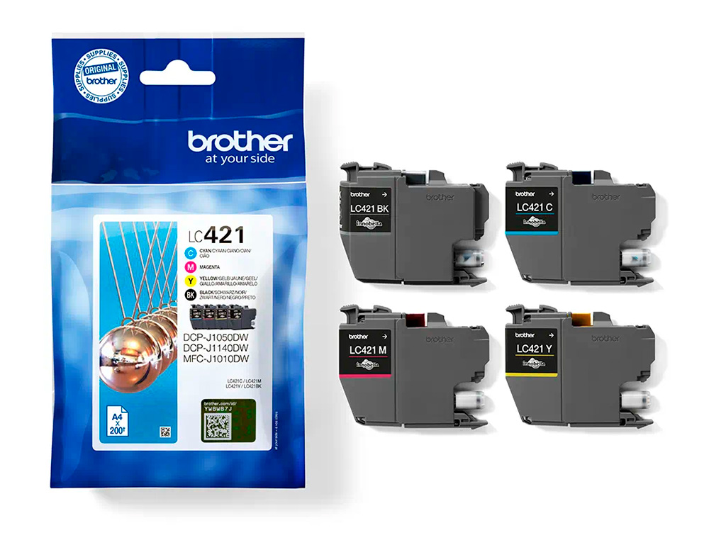 TINTEIRO BROTHER LC421VAL DCP-J1050DW / DCP-J1140DW / MFC-J10 PACK 4 CORES 200 PAGINAS