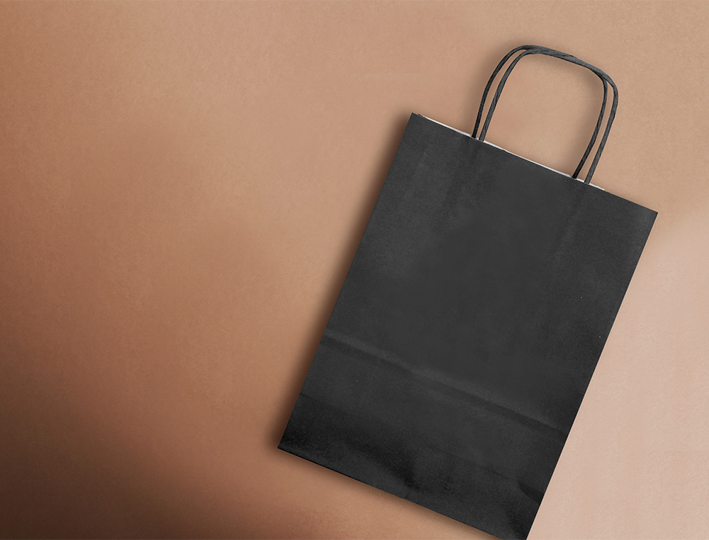 SACO DE PAPEL Q-CONNECT CELULOSE PRETO XS COM ASA TORCIDA 180X240X80 MM