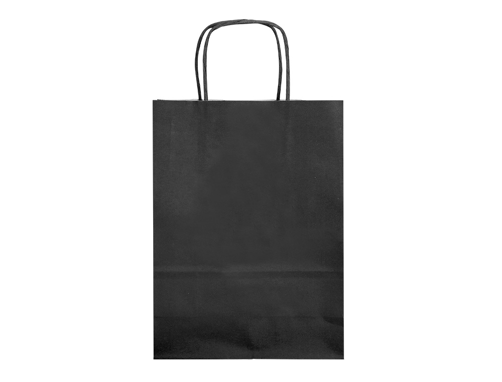 SACO DE PAPEL Q-CONNECT CELULOSE PRETO XS COM ASA TORCIDA 180X240X80 MM