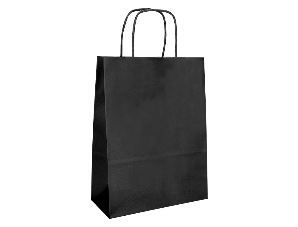 SACO DE PAPEL Q-CONNECT CELULOSE PRETO XS COM ASA TORCIDA 180X240X80 MM
