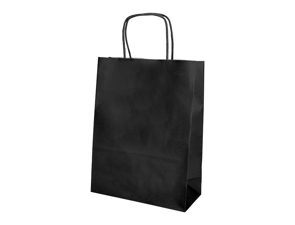 SACO DE PAPEL Q-CONNECT CELULOSE PRETO XS COM ASA TORCIDA 180X240X80 MM