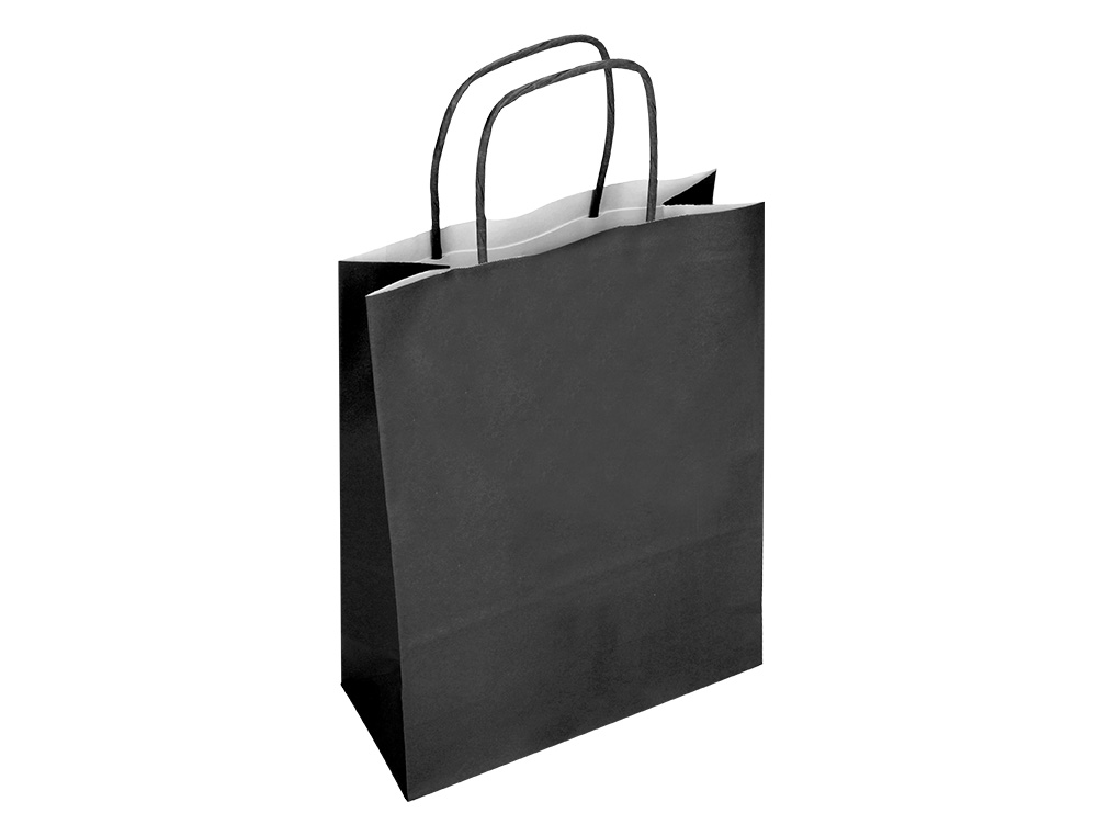 SACO DE PAPEL Q-CONNECT CELULOSE PRETO XS COM ASA TORCIDA 180X240X80 MM