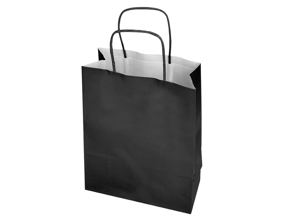SACO DE PAPEL Q-CONNECT CELULOSE PRETO XS COM ASA TORCIDA 180X240X80 MM