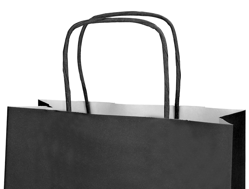 SACO DE PAPEL Q-CONNECT CELULOSE PRETO XS COM ASA TORCIDA 180X240X80 MM