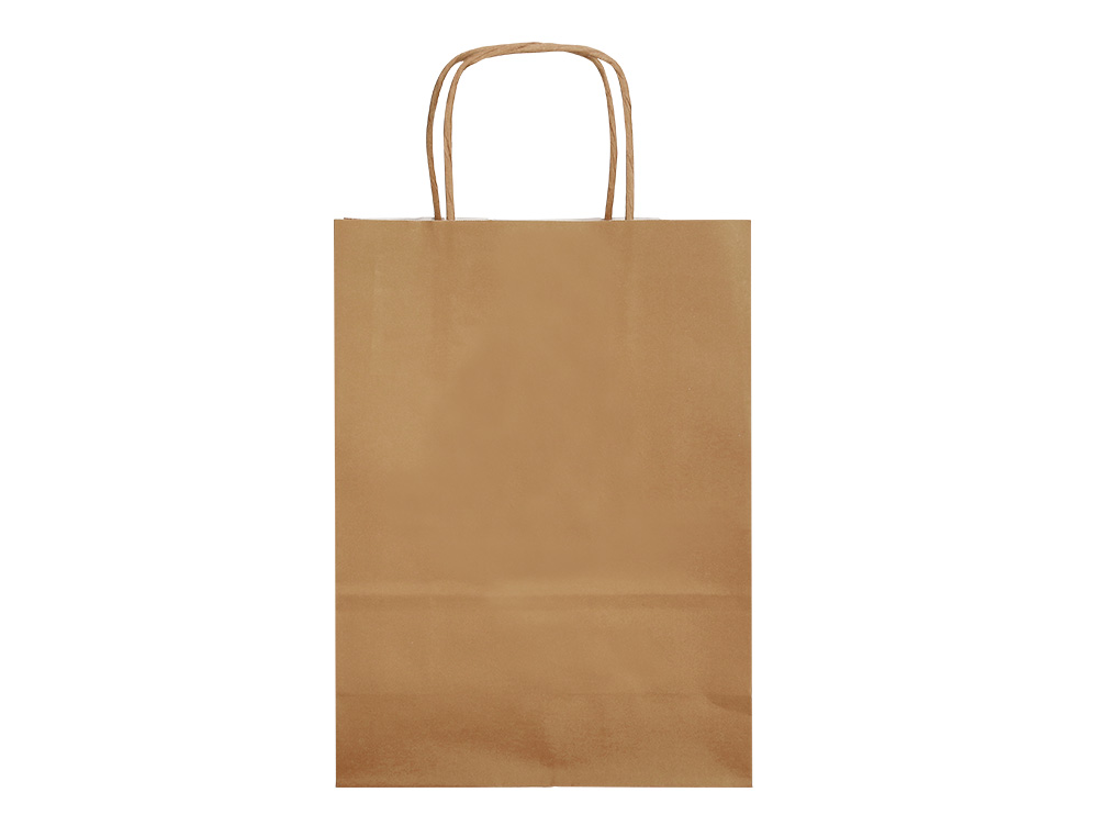 SACO DE PAPEL Q-CONNECT KRAFT NATURAL LISO L COM ASA TORCIDA 320X400X14 MM