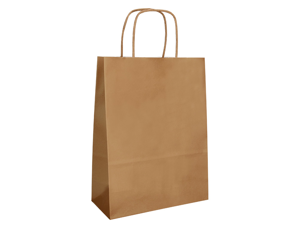 SACO DE PAPEL Q-CONNECT KRAFT NATURAL LISO L COM ASA TORCIDA 320X400X14 MM