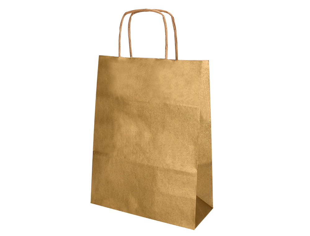 SACO DE PAPEL Q-CONNECT KRAFT OURO L COM ASA TORCIDA 320X400X14 MM