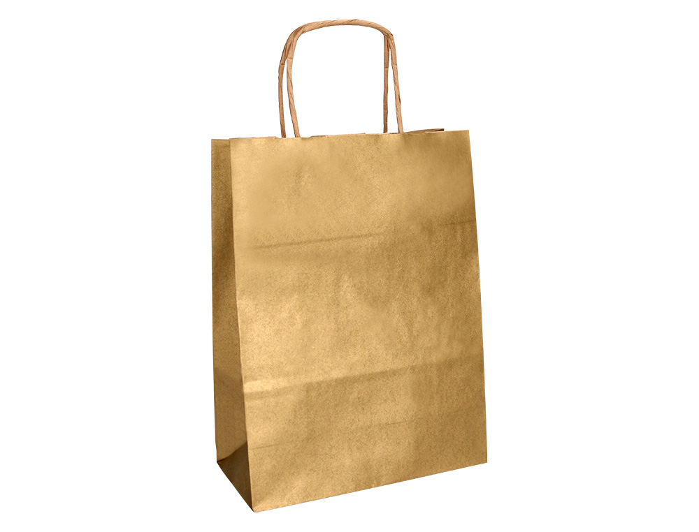 SACO DE PAPEL Q-CONNECT KRAFT OURO L COM ASA TORCIDA 320X400X14 MM