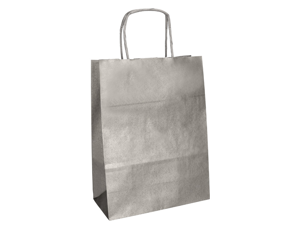 SACO DE PAPEL Q-CONNECT KRAFT PRATA L COM ASA TORCIDA 320X400X14 MM