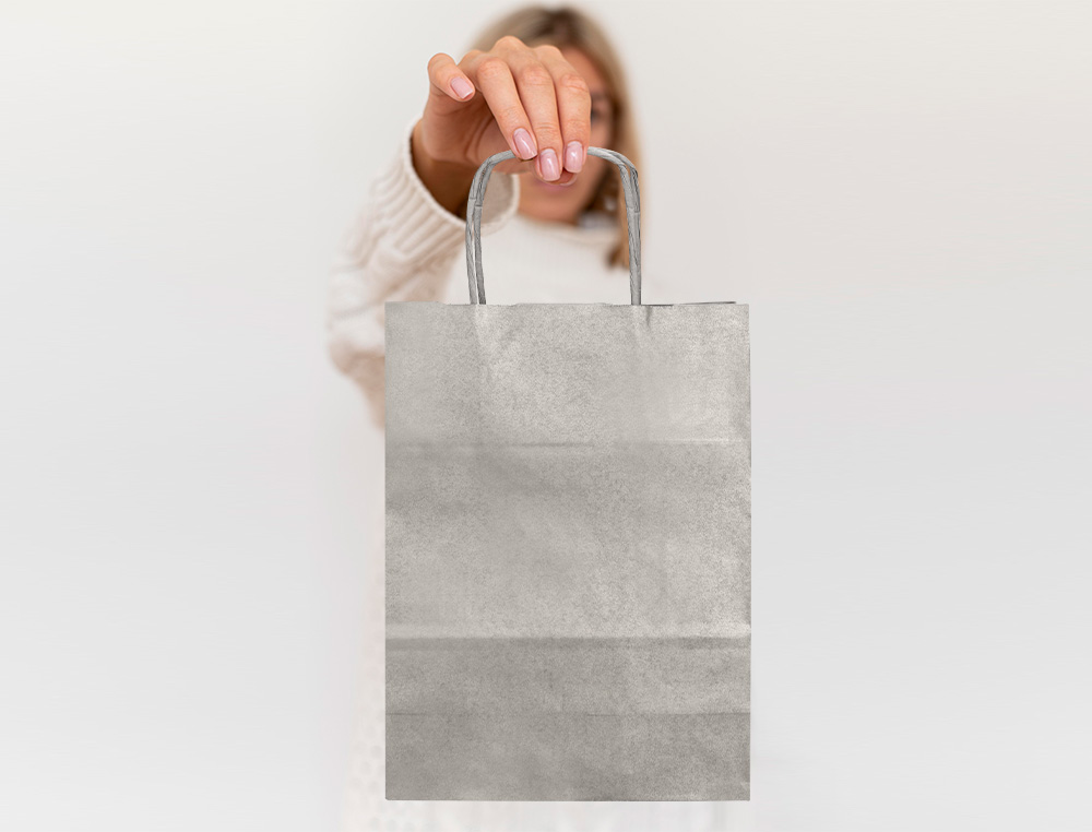 SACO DE PAPEL Q-CONNECT KRAFT PRATA L COM ASA TORCIDA 320X400X14 MM