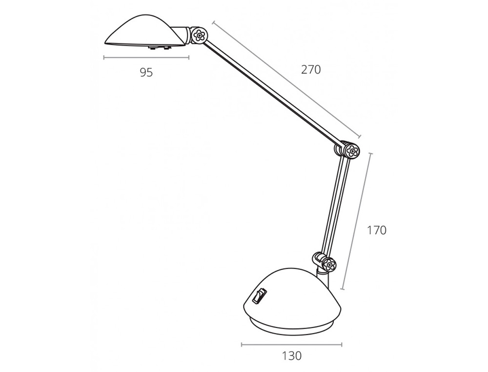 CANDEEIRO DE ESCRITORIO ARCHIVO 2000 COM BRACO DUPLO ARTICULADO REGULAVEL EM ALTURA LED 3W COR PRATA METALIZADA