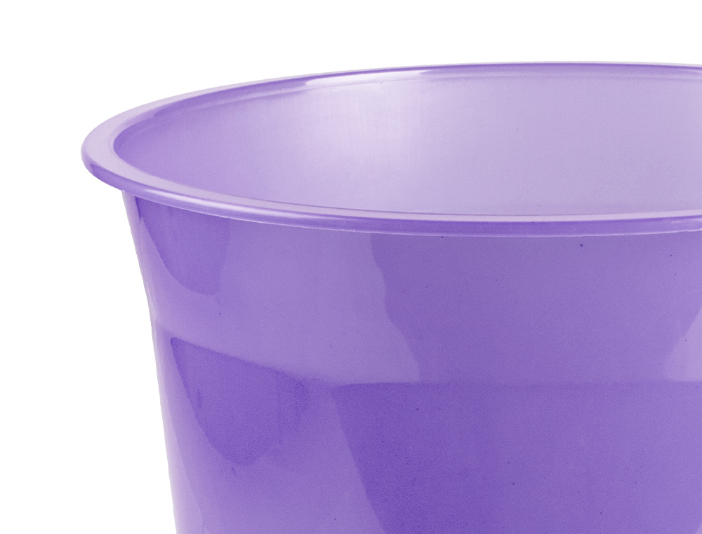 CESTO DE PAPEIS EM PLASTICO LIDERPAPEL ECOUSE 100% RECICLADO LAVANDA TRANSLUCIDO 13 LITROS 275X285 MM