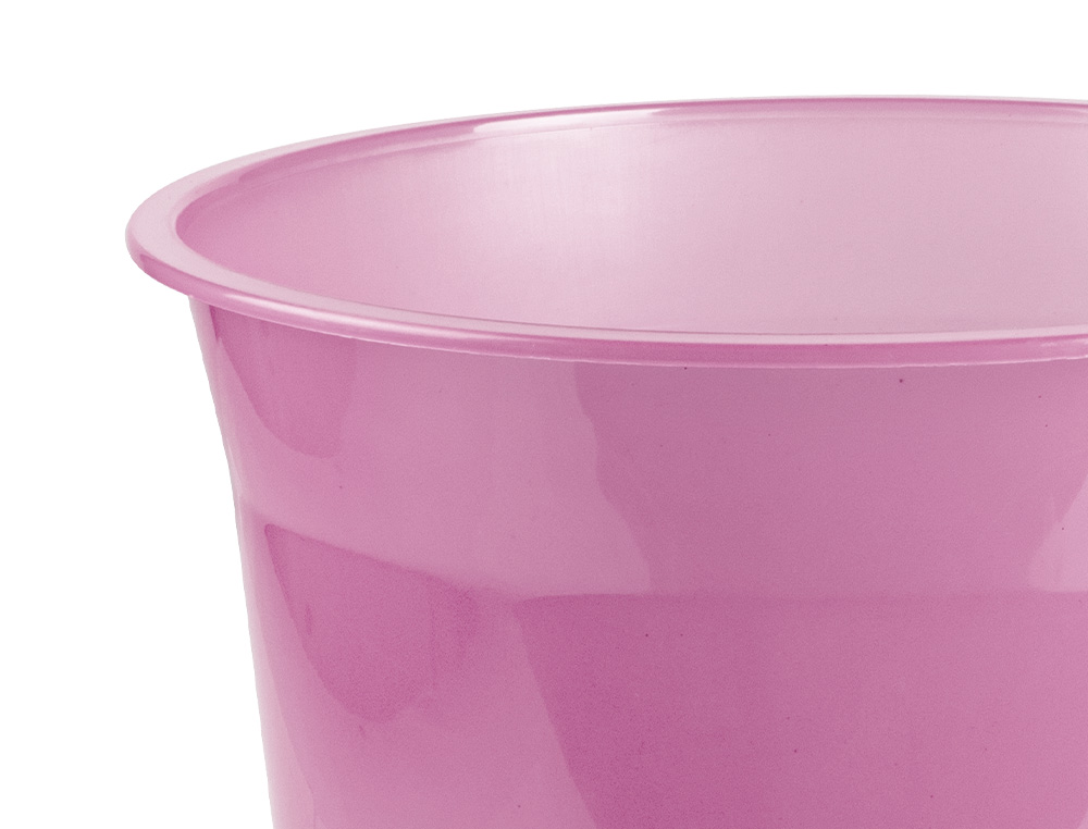 CESTO DE PAPEIS EM PLASTICO LIDERPAPEL ECOUSE 100% RECICLADO ROSA TRANSLUCIDO 13 LITROS 275X285 MM