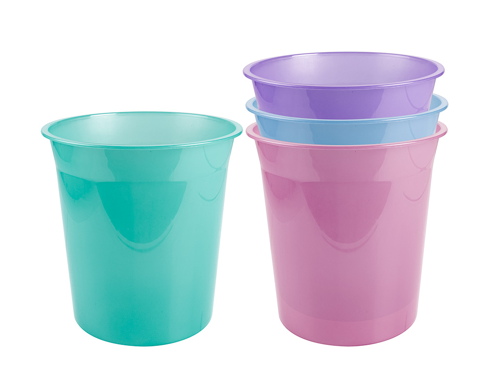 CESTO DE PAPEIS EM PLASTICO LIDERPAPEL ECOUSE 100% RECICLADO ROSA TRANSLUCIDO 13 LITROS 275X285 MM