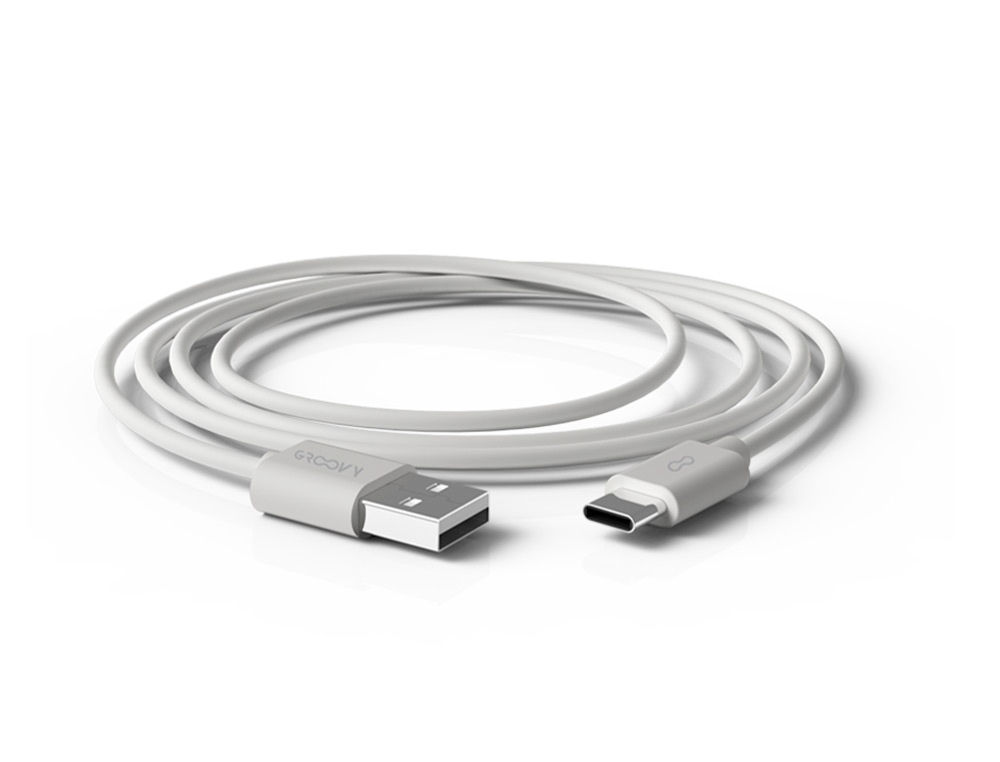 CABO GROOVY USB-A A TIPO C COMPRIMENTO 1 MT COR BRANCO