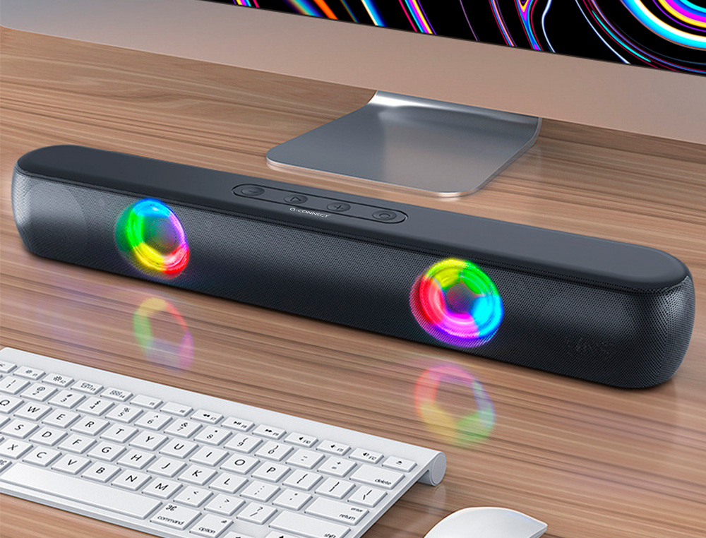 BARRA DE SOM BLUETOOTH Q-CONNECT COM ILUMINAO LED E CONTROLO DE VOLUME COR PRETA