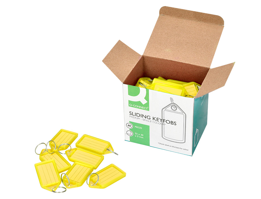 CHAVEIRO PORTA ETIQUETAS Q-CONNECT PREMIUM COR AMARELO CAIXA DE 40 UNIDADES