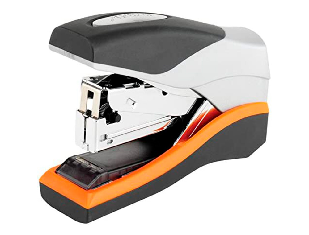 AGRAFADOR REXEL OPTIMA 40 COMPACT METALICO CAPACIDADE 40 FOLHAS USA AGRAFES OPTIMA 26/6 COR CINZA/LARANJA