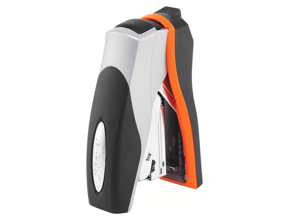 AGRAFADOR REXEL OPTIMA 40 COMPACT METALICO CAPACIDADE 40 FOLHAS USA AGRAFES OPTIMA 26/6 COR CINZA/LARANJA