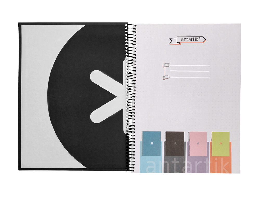 CADERNO ESPIRAL A4 MICRO ANTARTIK CAPA FORRADA 80F 90 GR PONTILHADO 1 BANDA 4 FUROS COR PRETO