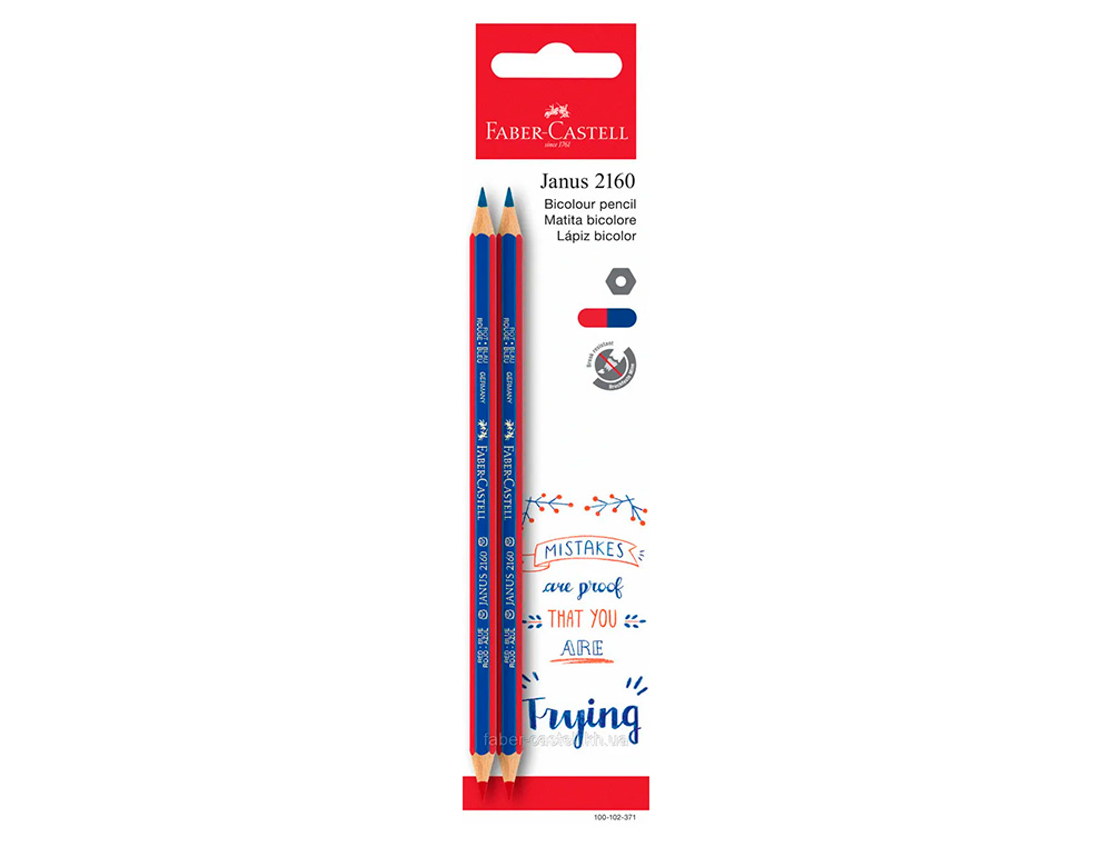 LAPIS BICOLOR FABER CASTELL FINO HEXAGONAL VERMELHO/AZUL BLISTER DE 2 UNIDADES