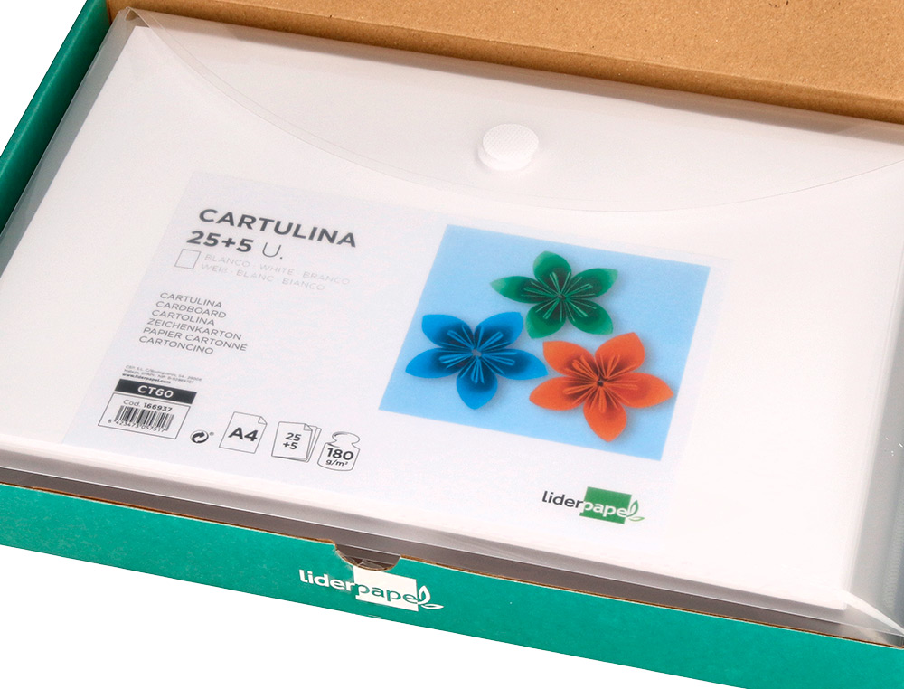 CARTOLINA LIDERPAPEL A4 180 GR BRANCO PACK DE 25+5 FOLHAS