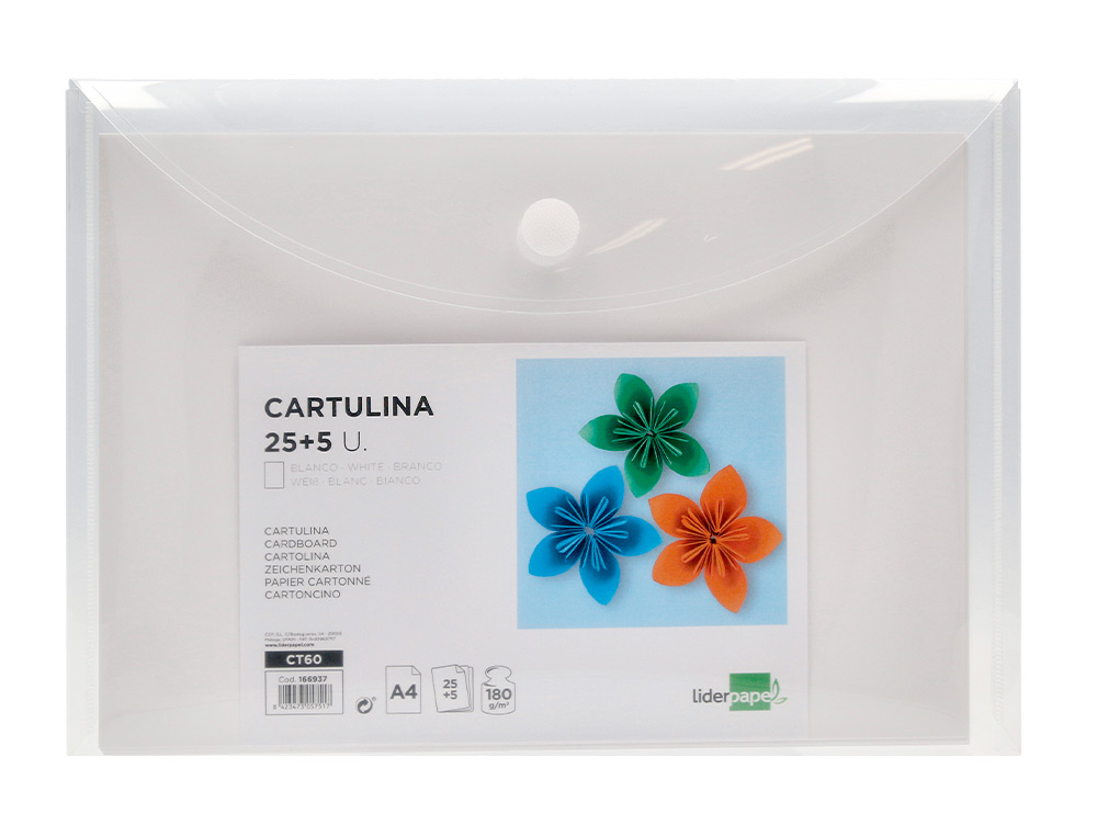CARTOLINA LIDERPAPEL A4 180 GR BRANCO PACK DE 25+5 FOLHAS