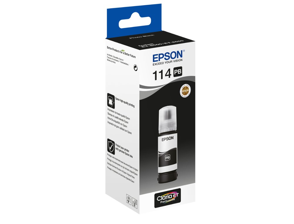 TINTA EPSON T114 ECO TANK ET-8500 / 8550 PRETO PHOTO GARRAFA 70 ML