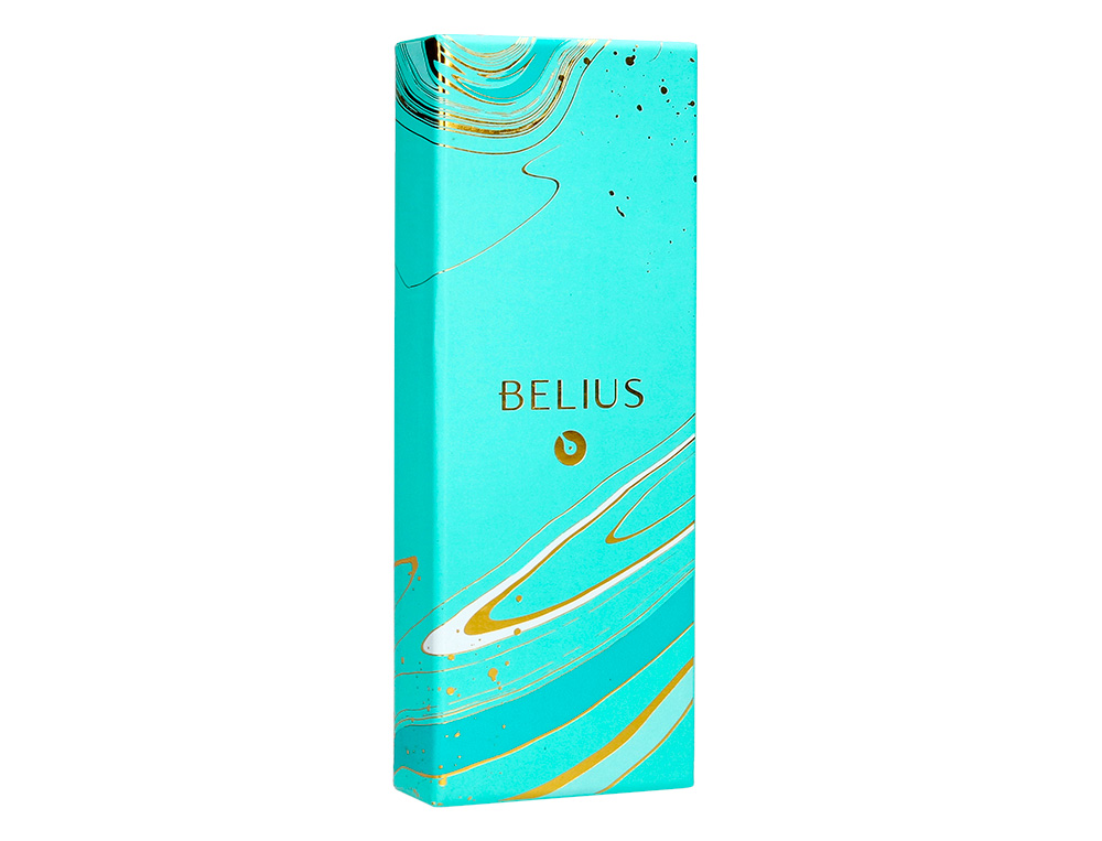 ESFEROGRAFICA BELIUS AQUA ALUMINIO DESENHO TURQUESA E DOURADO TINTA AZUL CAIXA DESIGN
