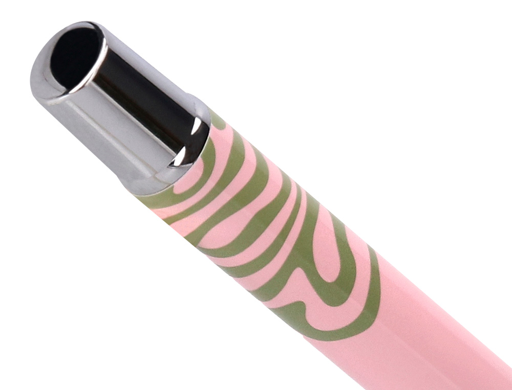 ROLLER BELIUS INK DREAMS ALUMINIO DESENHO ROSA E VERDE MATCHA PRATEADO FRASE INTERIOR CAIXA DESIGN TINTA PRETA