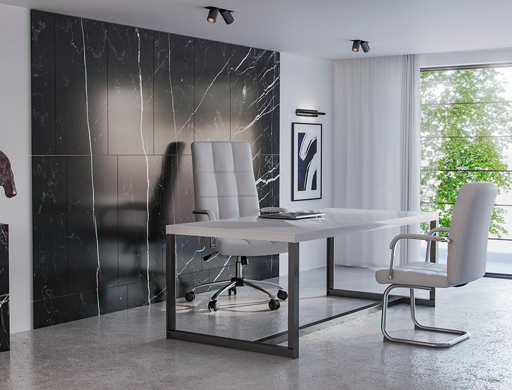 CADEIRA DE DIRECAO Q-CONNECT PIAVE IMIT DE PELE BASE METAL ALT MAX 1250 MM LARG 610 MM PROF 700 MM RODAS PREMIUM COR BRA