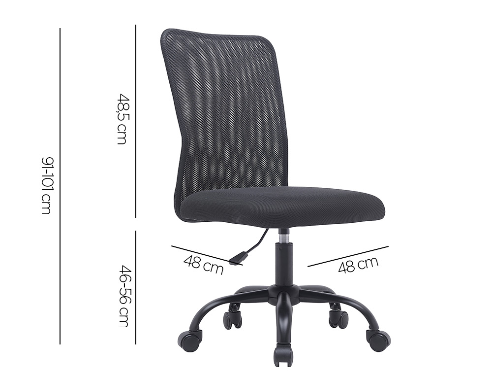 CADEIRA DE ESCRITORIO Q-CONNECT PARMA MALHA ALT MAX 990 MM LARG 480 MM PROF 590 MM SEM APOIO DE BRACOS COR PRETO