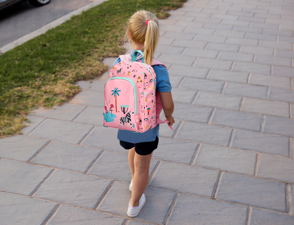 MOCHILA ESCOLAR LIDERPAPEL INFANTIL SAFARI DESENHO ZEBRA ROSA 330X100X250 MM
