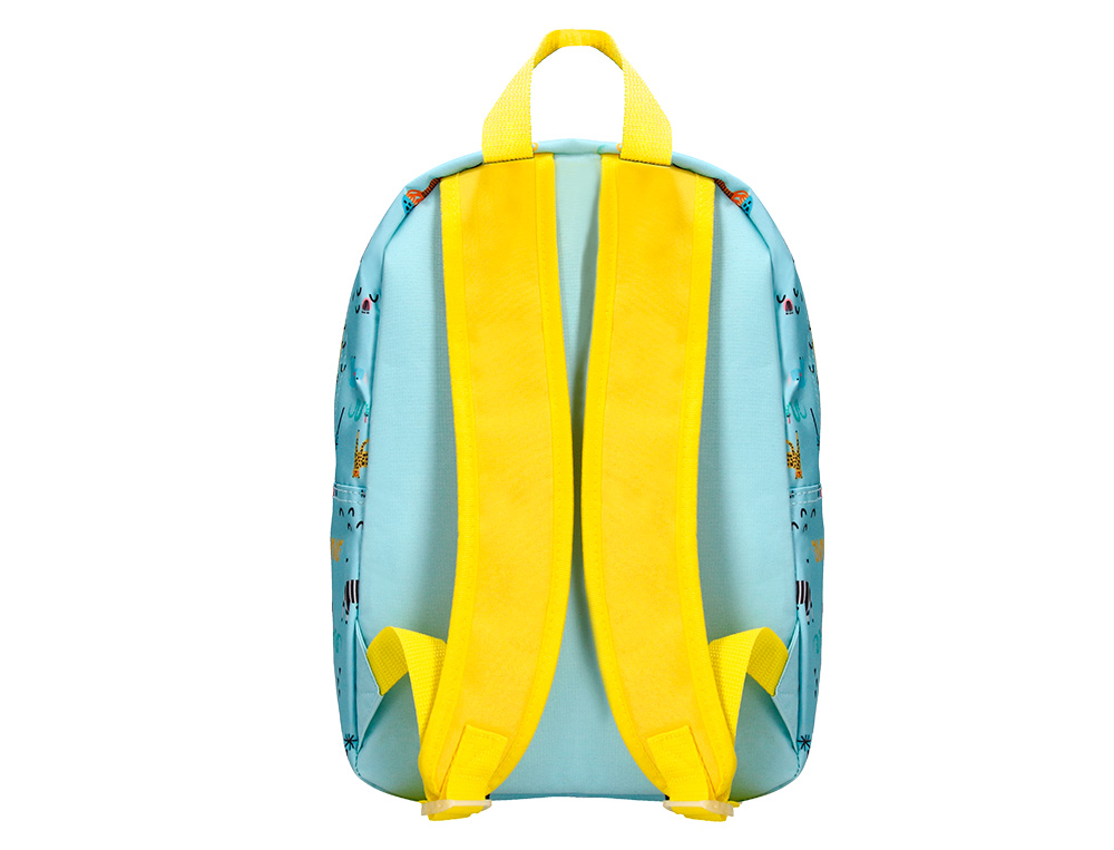 MOCHILA ESCOLAR LIDERPAPEL INFANTIL SAFARI DESENHO LEAO AZUL 330X100X250 MM