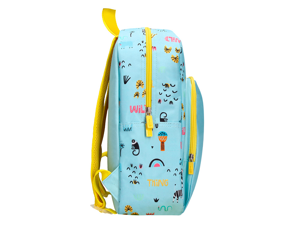 MOCHILA ESCOLAR LIDERPAPEL INFANTIL SAFARI DESENHO LEAO AZUL 330X100X250 MM