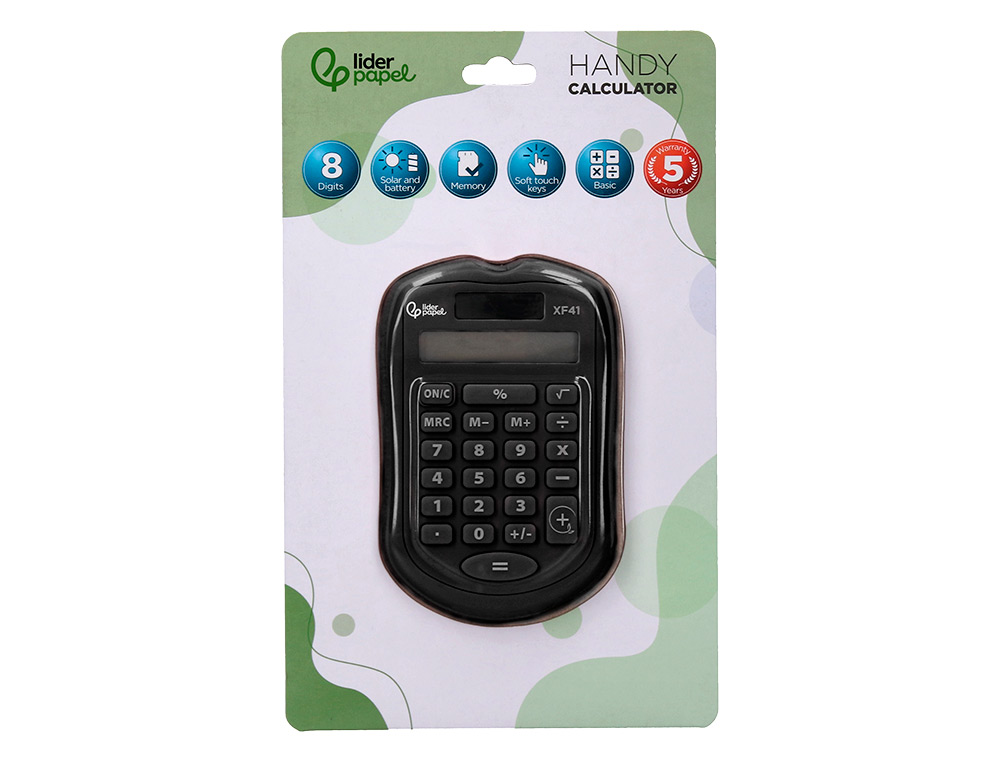 CALCULADORA LIDERPAPEL DE BOLSO XF43 8 DIGITOS SOLAR E PIHAS COR PRETO 94X59,5X10,5MM