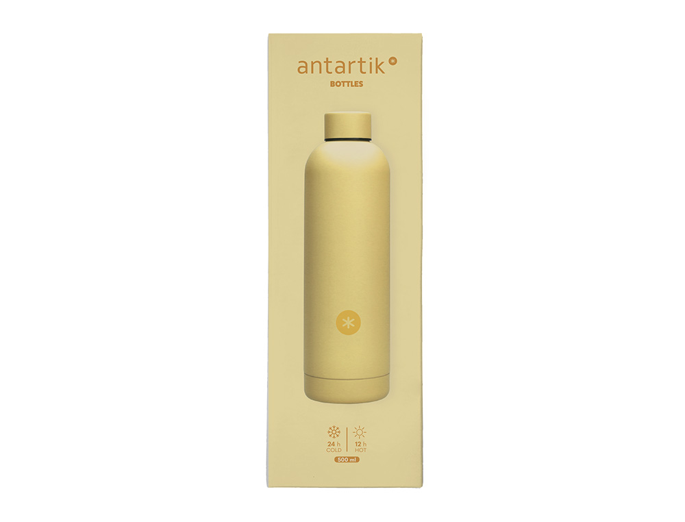 GARRAFA ANTARTIK ISOTERMICA ACO INOXIDAVEL LIVRE DE BPA COR AMARELO 500 ML