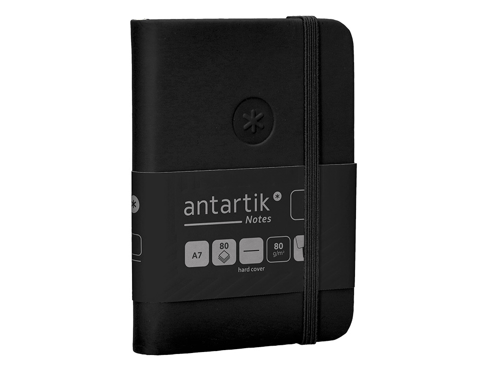 CADERNO COM ELASTICO ANTARTIK NOTES CAPA DURA A7 LISO PRETO 80 FOLHAS 80 GR FSC