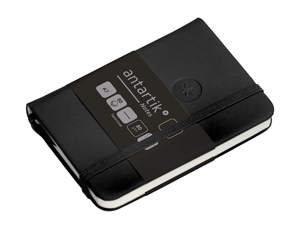 CADERNO COM ELASTICO ANTARTIK NOTES CAPA DURA A7 LISO PRETO 80 FOLHAS 80 GR FSC
