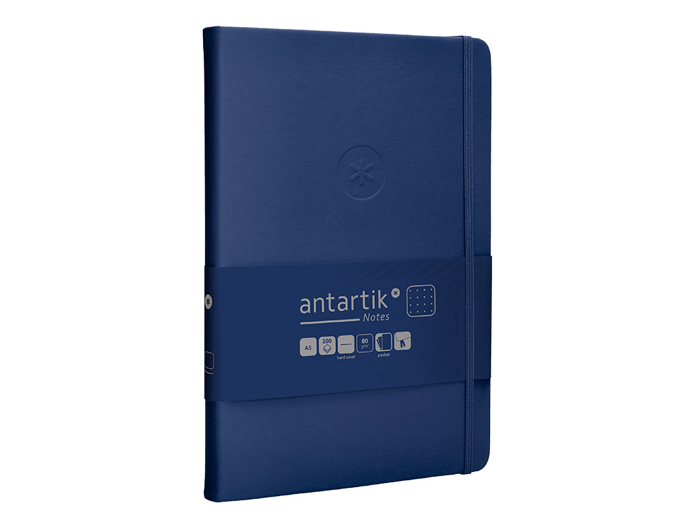 CADERNO COM ELASTICO ANTARTIK NOTES CAPA DURA A5 PONTILHADO AZUL MARINHO 100 FOLHAS 80 GR FSC
