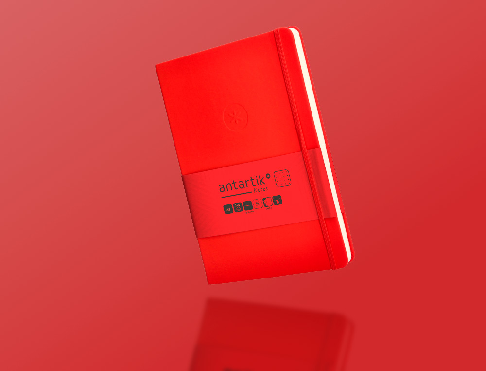 CADERNO COM ELASTICO ANTARTIK NOTES CAPA DURA A5 PONTILHADO VERMELHO 100 FOLHAS 80 GR FSC