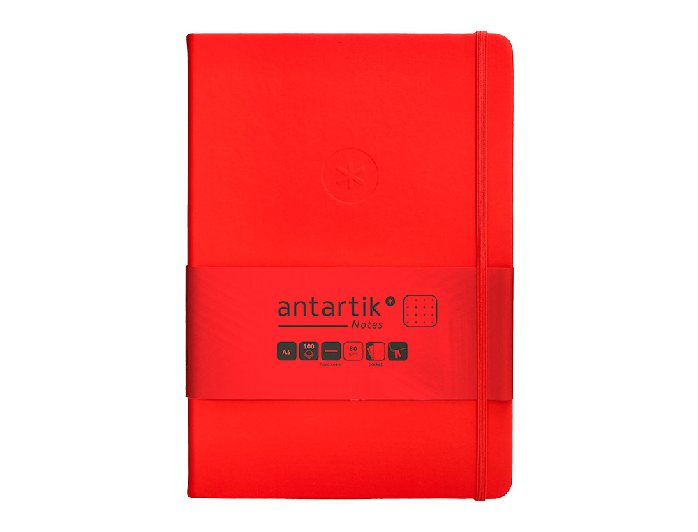 CADERNO COM ELASTICO ANTARTIK NOTES CAPA DURA A5 PONTILHADO VERMELHO 100 FOLHAS 80 GR FSC
