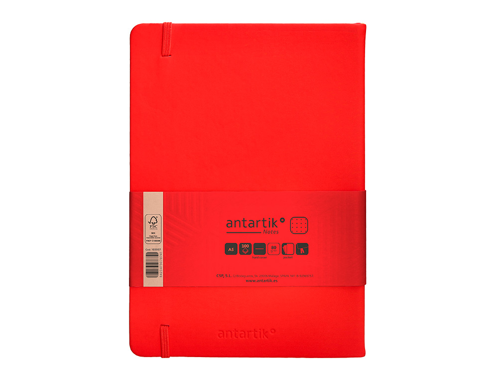 CADERNO COM ELASTICO ANTARTIK NOTES CAPA DURA A5 PONTILHADO VERMELHO 100 FOLHAS 80 GR FSC