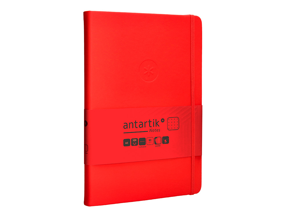 CADERNO COM ELASTICO ANTARTIK NOTES CAPA DURA A5 PONTILHADO VERMELHO 100 FOLHAS 80 GR FSC