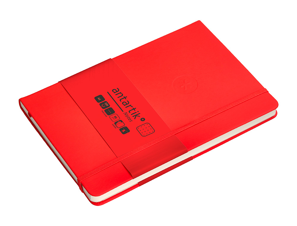 CADERNO COM ELASTICO ANTARTIK NOTES CAPA DURA A5 PONTILHADO VERMELHO 100 FOLHAS 80 GR FSC