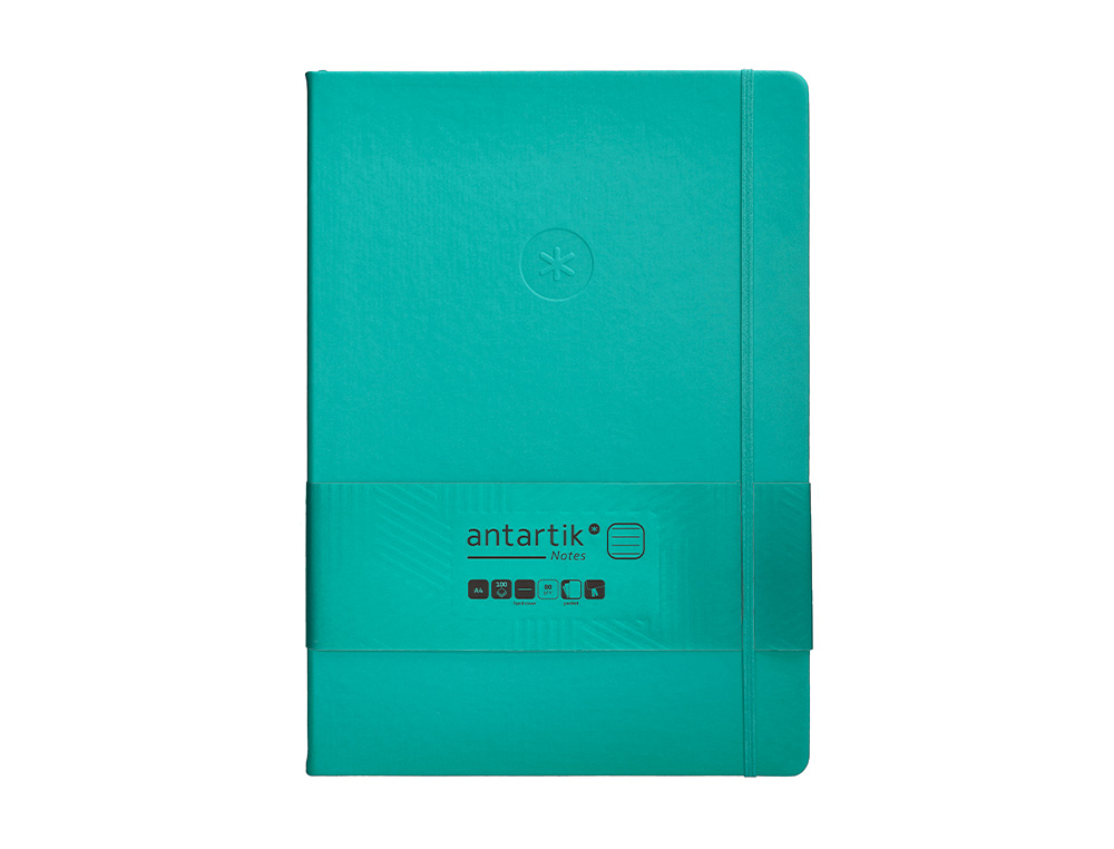CADERNO COM ELASTICO ANTARTIK NOTES CAPA DURA A4 PAUTADO TURQUESA 100 FOLHAS 80 GR FSC