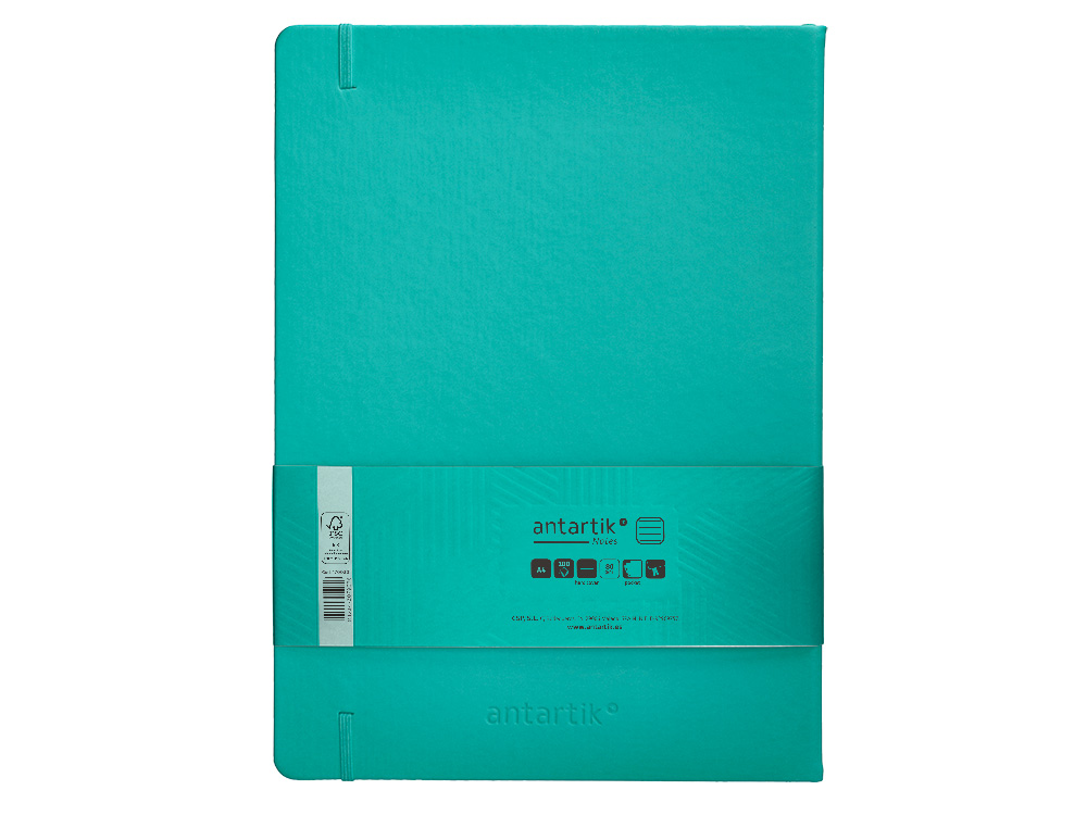 CADERNO COM ELASTICO ANTARTIK NOTES CAPA DURA A4 PAUTADO TURQUESA 100 FOLHAS 80 GR FSC