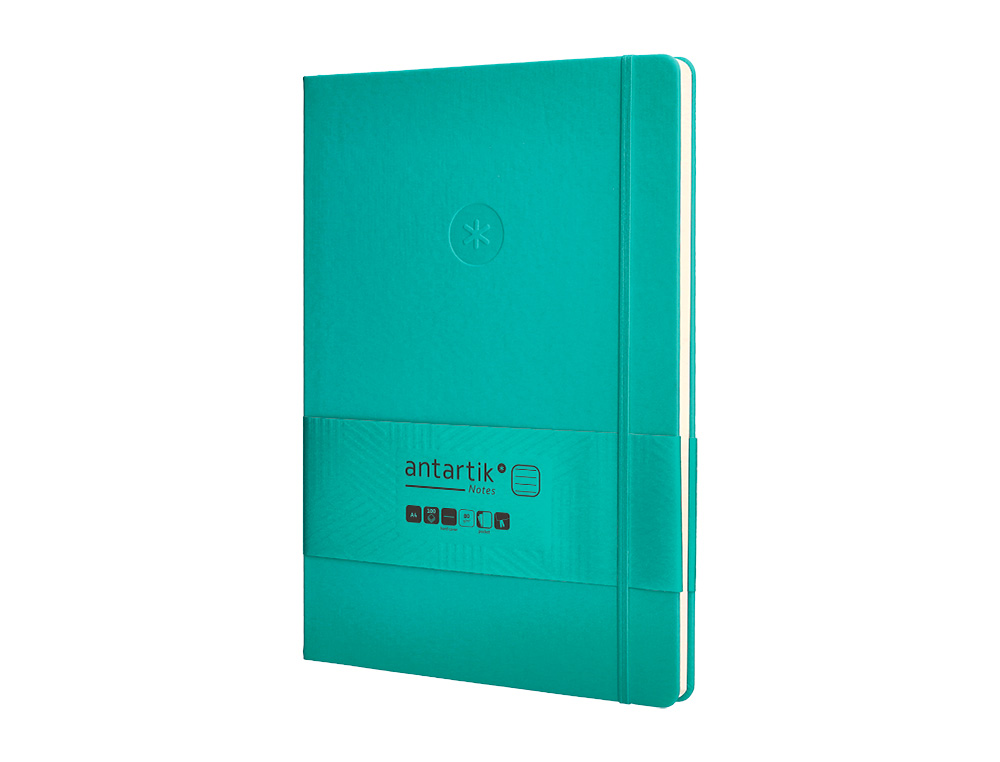 CADERNO COM ELASTICO ANTARTIK NOTES CAPA DURA A4 PAUTADO TURQUESA 100 FOLHAS 80 GR FSC
